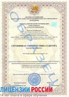 Образец сертификата соответствия аудитора №ST.RU.EXP.00006191-1 Северодвинск Сертификат ISO 50001
